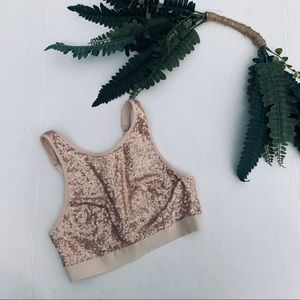 Aerie sequin bralette rose gold size small